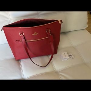 Beautiful red leather coach bag